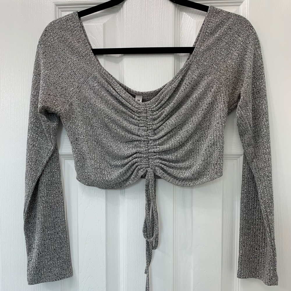 Off Shoulder Gray Long Sleeve